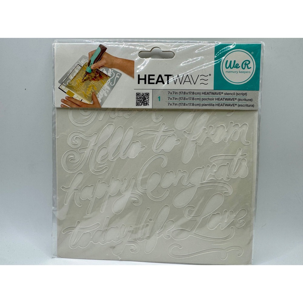 We R Memory Keepers Heatwave Stencil 7x7 White Script Sentiments 662663 New
